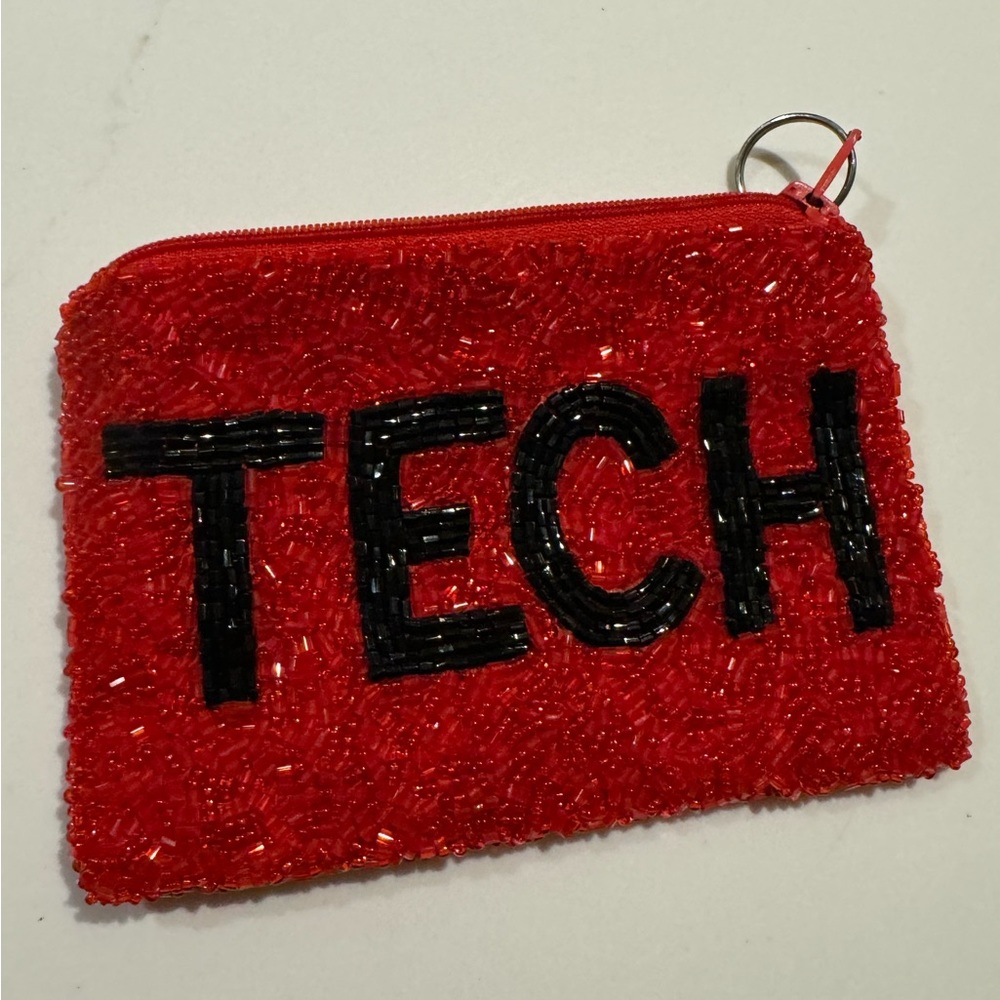 TECH red beaded change purse/ key chain‎